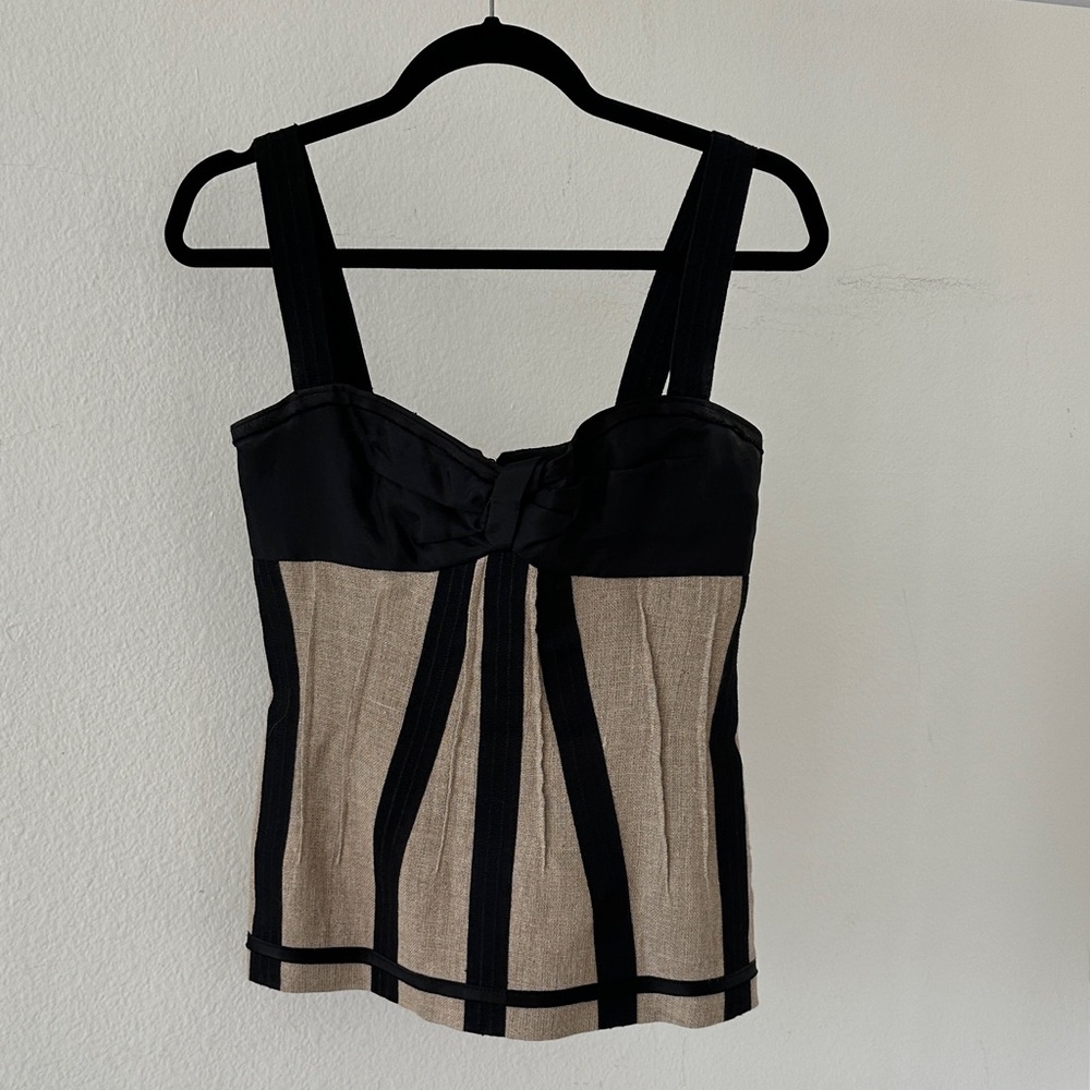 D&G Vintage Black and Tan Striped Corset Blouse - size 42